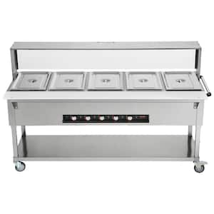 5-Pan Commercial Food Warmer 103 Qt. Stainless Steel 3750 Watt Buffet Electric Steam Table Specialty Flatware