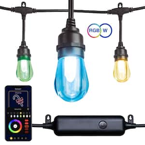12-Light Outdoor 27.42 ft Smart Plug-in Edison Bulb LED String Light w/ RGBW Color Changing Wireless App Control(2-Pack)