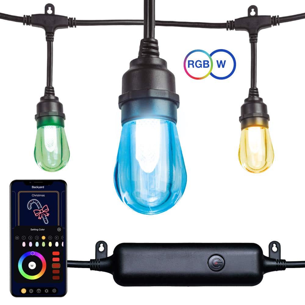sådan Præsident udstilling Novolink 12-Light Outdoor 27.42 ft. Smart Plug-in Edison Bulb LED String  Light with RGBW Color Changing and Wireless App Control CSL-12-5-BLE - The  Home Depot