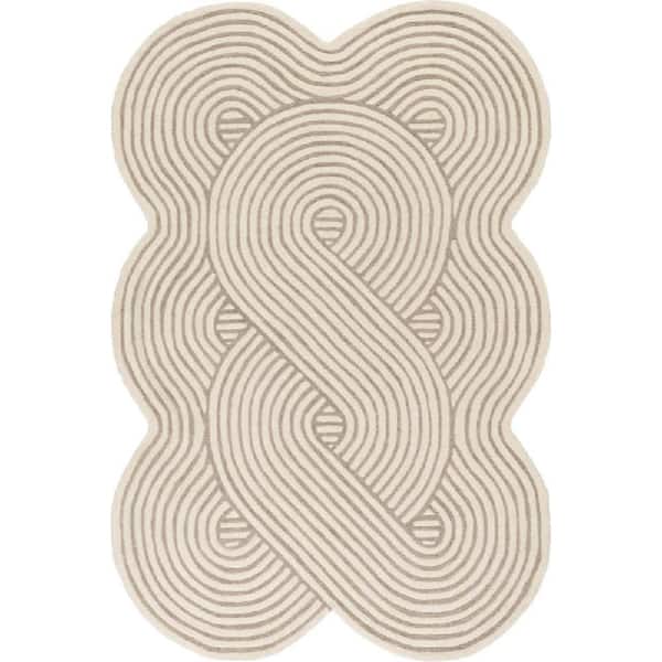 Indira Grooved Arc Ivory 5 ft. x 8 ft. Indoor Area Rug