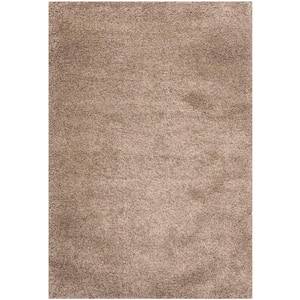 California Shag Taupe Doormat 3 ft. x 5 ft. Solid Area Rug