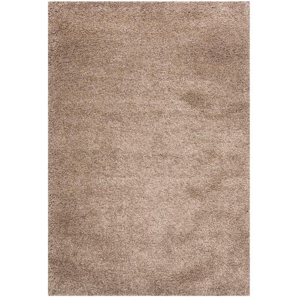 California Shag Taupe 8 ft. x 10 ft. Solid Area Rug