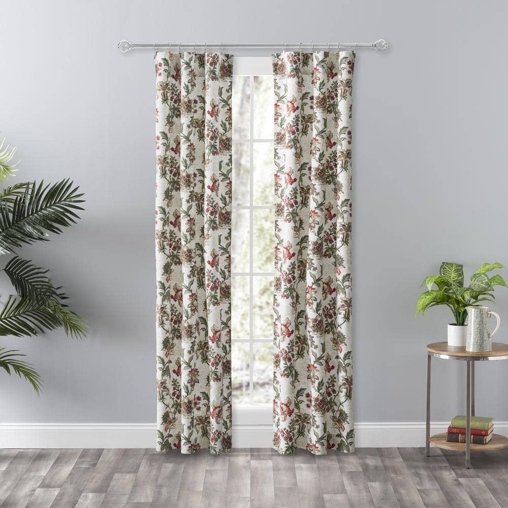 Madison Floral Brick Cotton Polyester Rod Pocket Curtain Panel Pair
