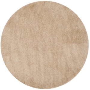 Venice Shag Champagne 6 ft. x 6 ft. Round Solid Area Rug