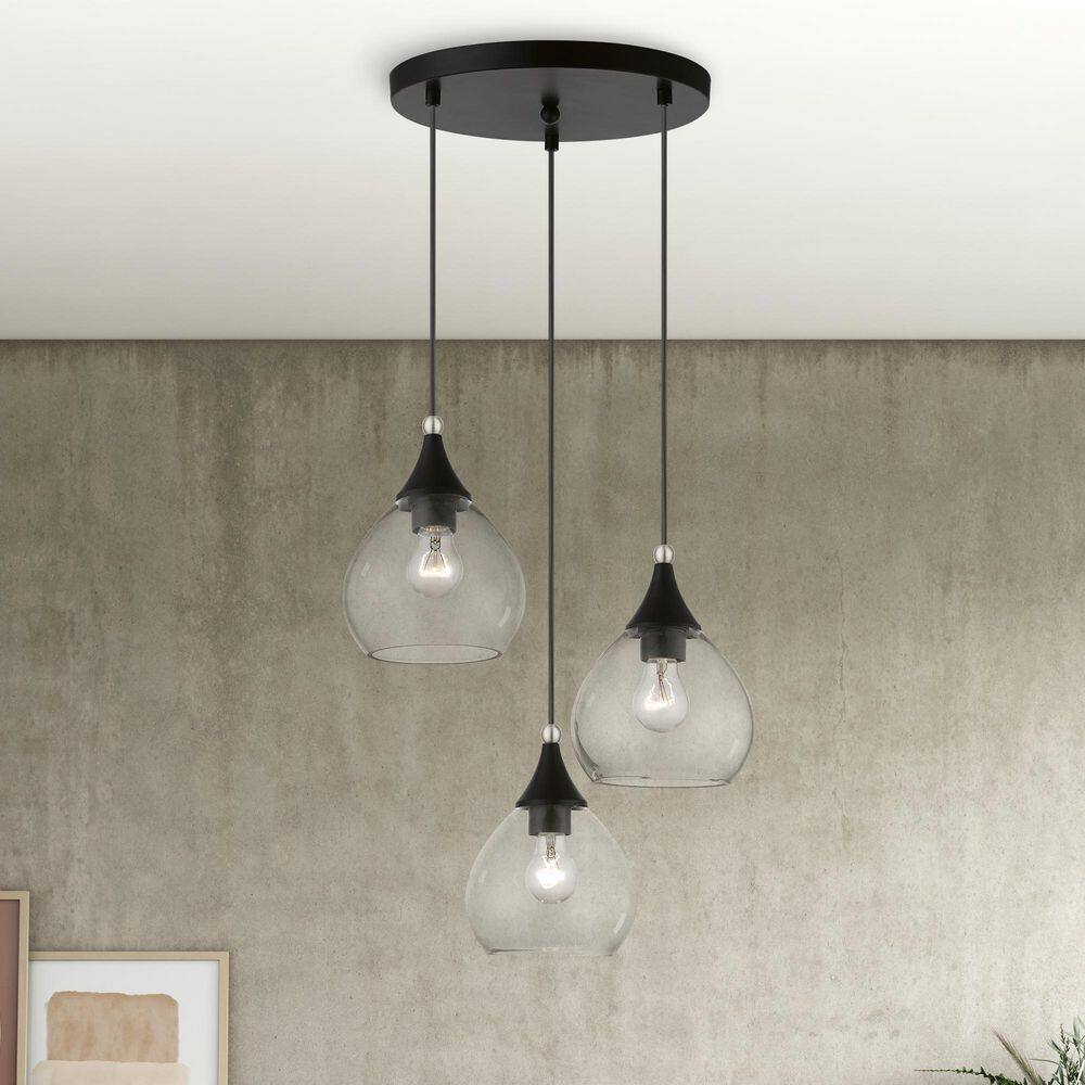 Elegant Catania 3-Light Indoor/Outdoor Pendant with Clear Glass Shades