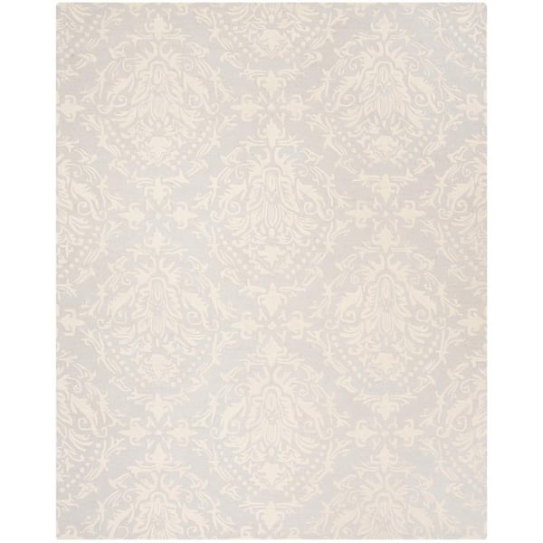 SAFAVIEH Blossom Light Gray/Ivory 9 ft. x 12 ft. Geometric Diamond Floral Area Rug