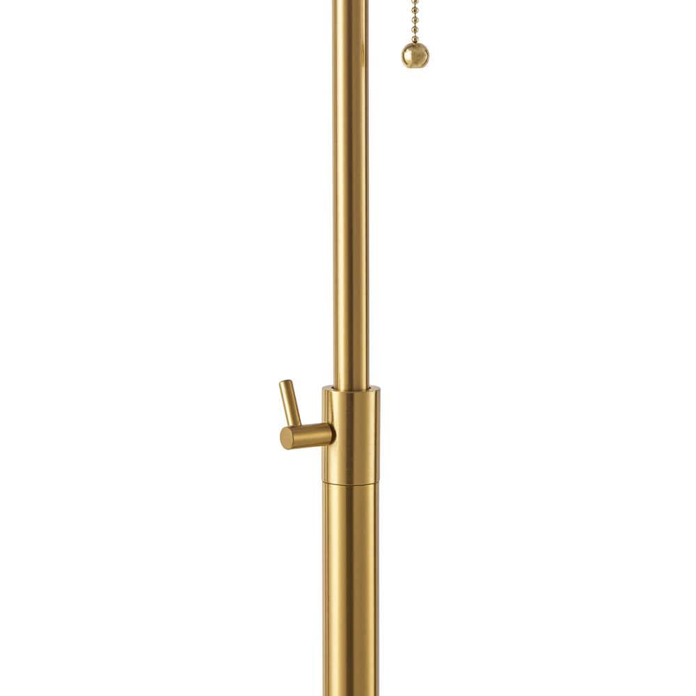 Antique Brass Adjustable Height Floor Lamp with White Shade