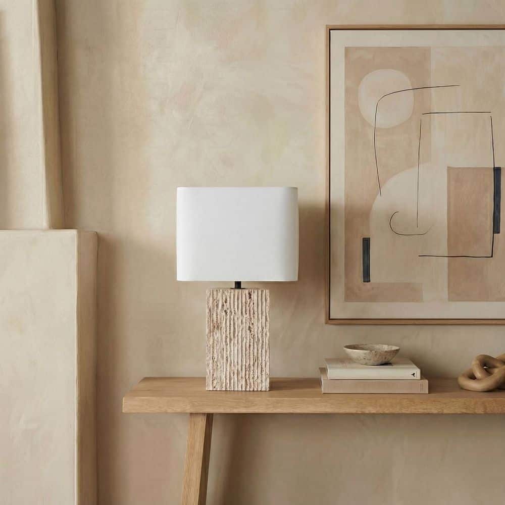 Henry 22 in. Travertine/White Table Lamp for Living Room price history on PriceWatchPro