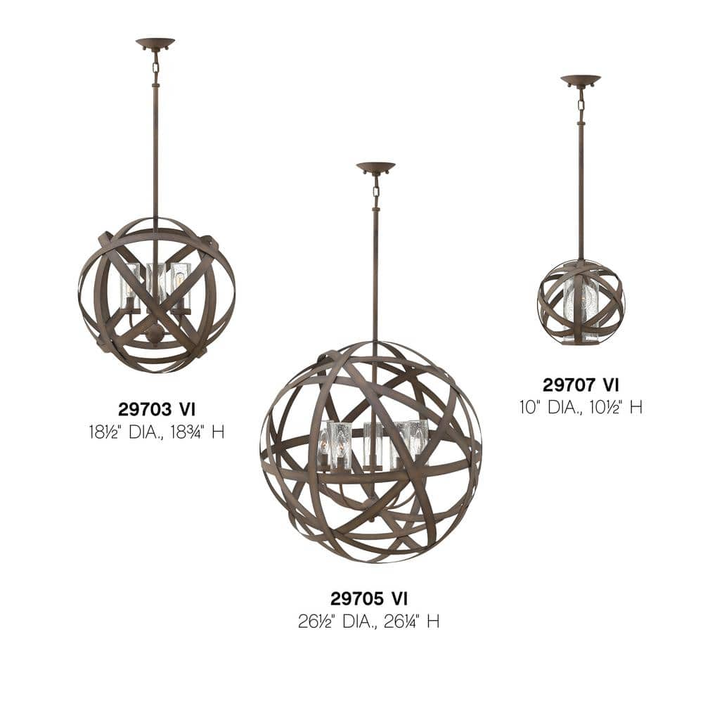 Carson Vintage Iron 5-Light Outdoor Globe Pendant with Clear Seedy Glass
