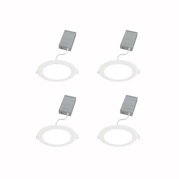 Contractor Select WF6 6 in. Selectable CCT Ultra Slim Canless Integrated LED White Recessed Light Trim (4-Pack)