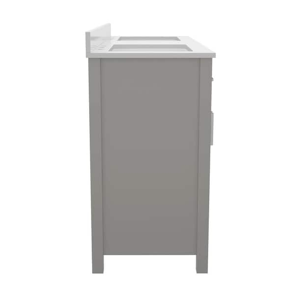 Vega 60 in. W x 18.5 in. D x 37.5 in. H Freestanding Bathroom Vanity in Gray with White Carrara Marble Finish Stone Top