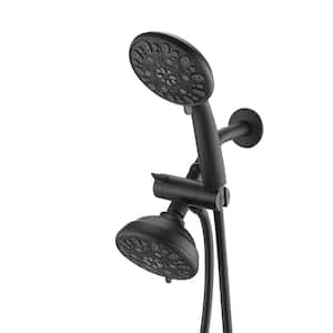 7-Spray Patterns with 1.8 GPM 4.72 in. Wall Mount Dual Shower Heads in Matte Black