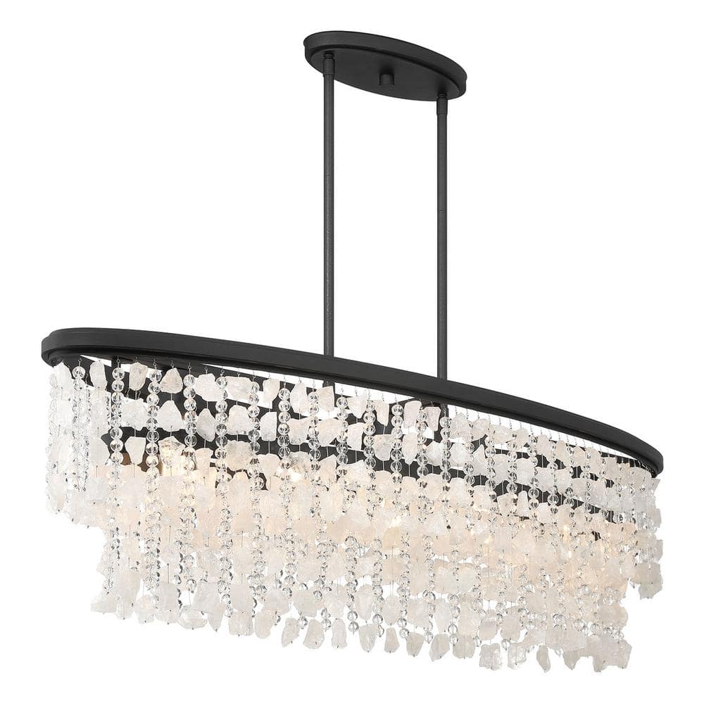 Shimmering Elegance Black Crystal 5-Light Island Chandelier
