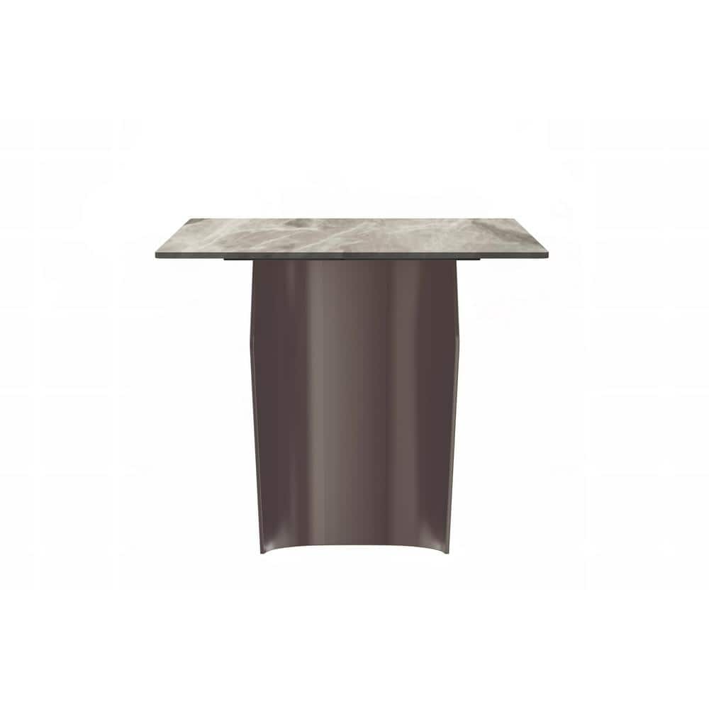 Zelan 62" Deep Grey Sintered Stone Dining Table with Stainless Steel Base
