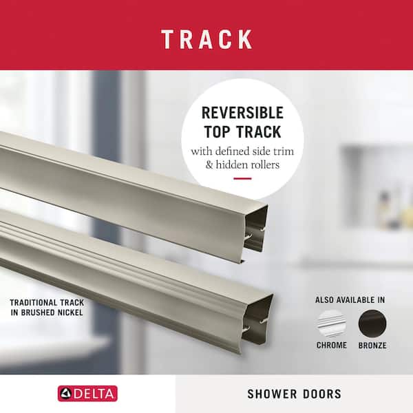 48-60 in. W Traditional Semi-Frameless Sliding Shower Door Track Assembly Kit in Nickel (For 1/4 in. (6 mm) Glass)