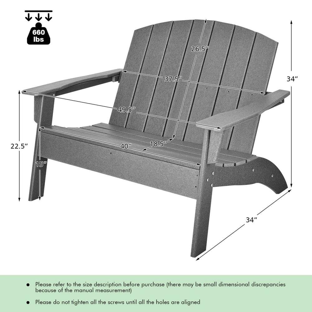 Dimensions and weight capacity of the gray Adirondack chair