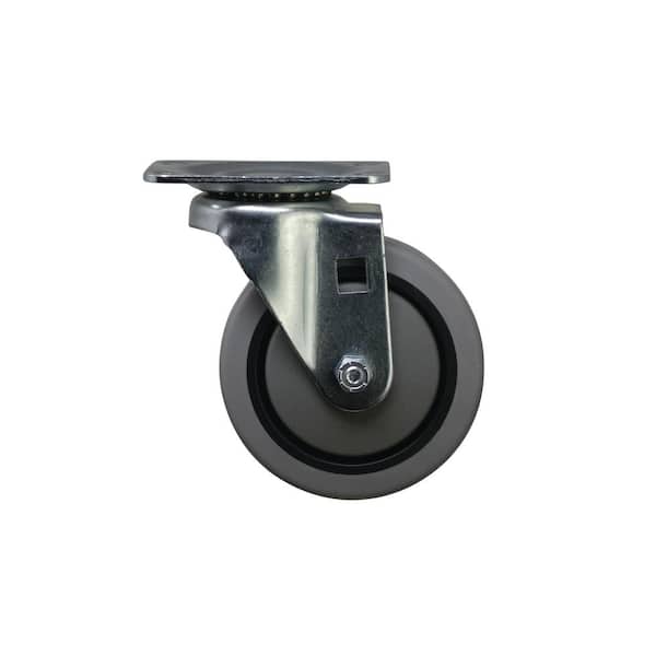 Shepherd 4 in. Gray Rubber Like TPR and Steel Swivel Plate Caster with 250 lb. Load Rating
