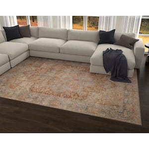 Cayetana Rust 10 ft. x 14 ft. Transitional Moroccan Machine Washable Area Rug
