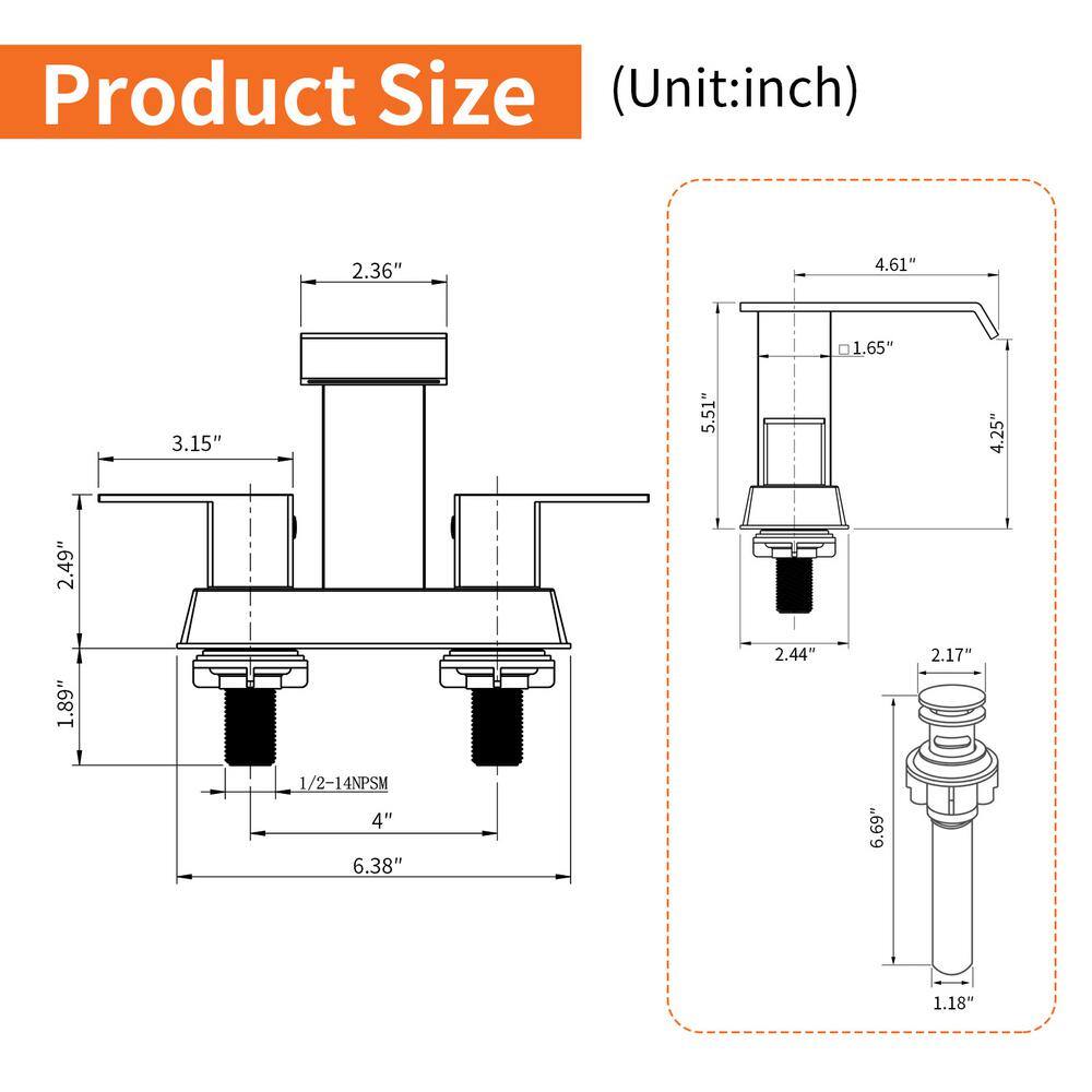 Brushed Gold Stainless Steel Double Handle Bathroom Faucet
