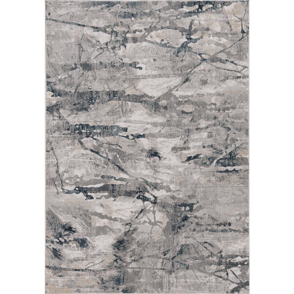 KAS Rugs Lara Abstract Plush 3'3 x 4'7 Stain Resistant Area Rug in Grey/Brick KAS Rugs Lara Abstract Plush 3'3 x 4'7 Stain Resistant Area Rug in Grey/Brick