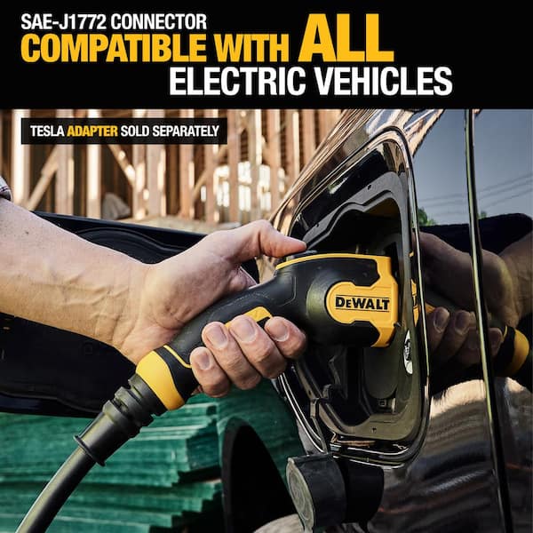 DEWALT - Level-2 Wall Mounted Electric Vehicle EV Charger up to 48 Amps, 240-Volt AC 11.5 Kw, 25 Ft. Cable, Weatherproof