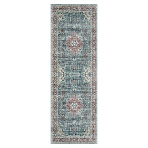 Ultra Soft Taupe/Green 2 ft. x 6 ft. Persian Runner Rug