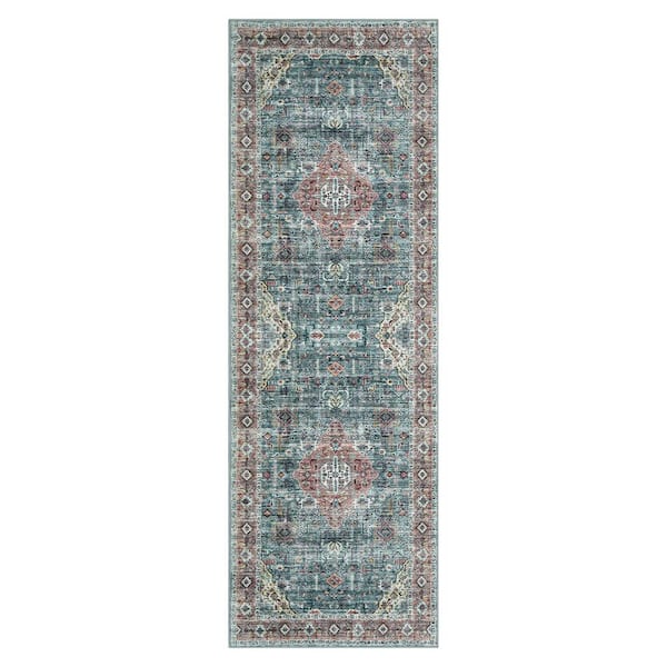 Ultra Soft Taupe/Green 2 ft. x 6 ft. Persian Runner Rug