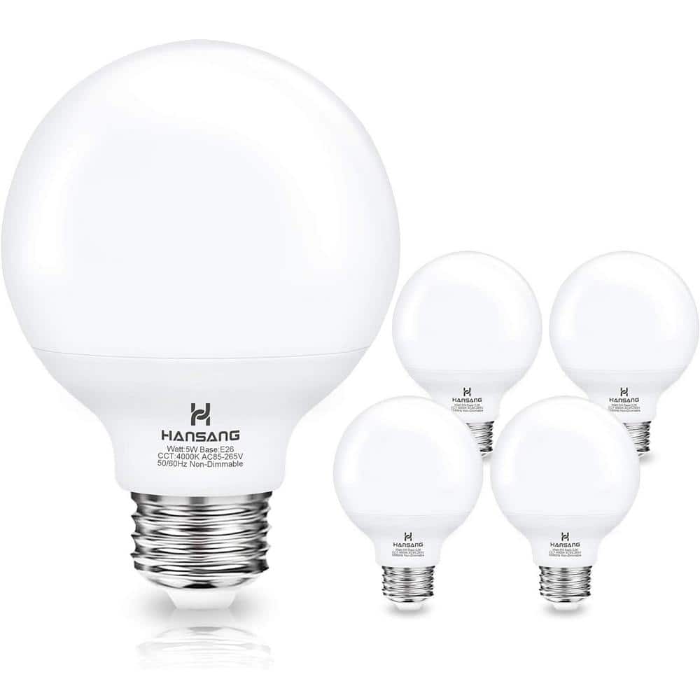 Etokfoks 60W G25, Globe LED Light Bulb E26 Base 4000K Natural Daylight