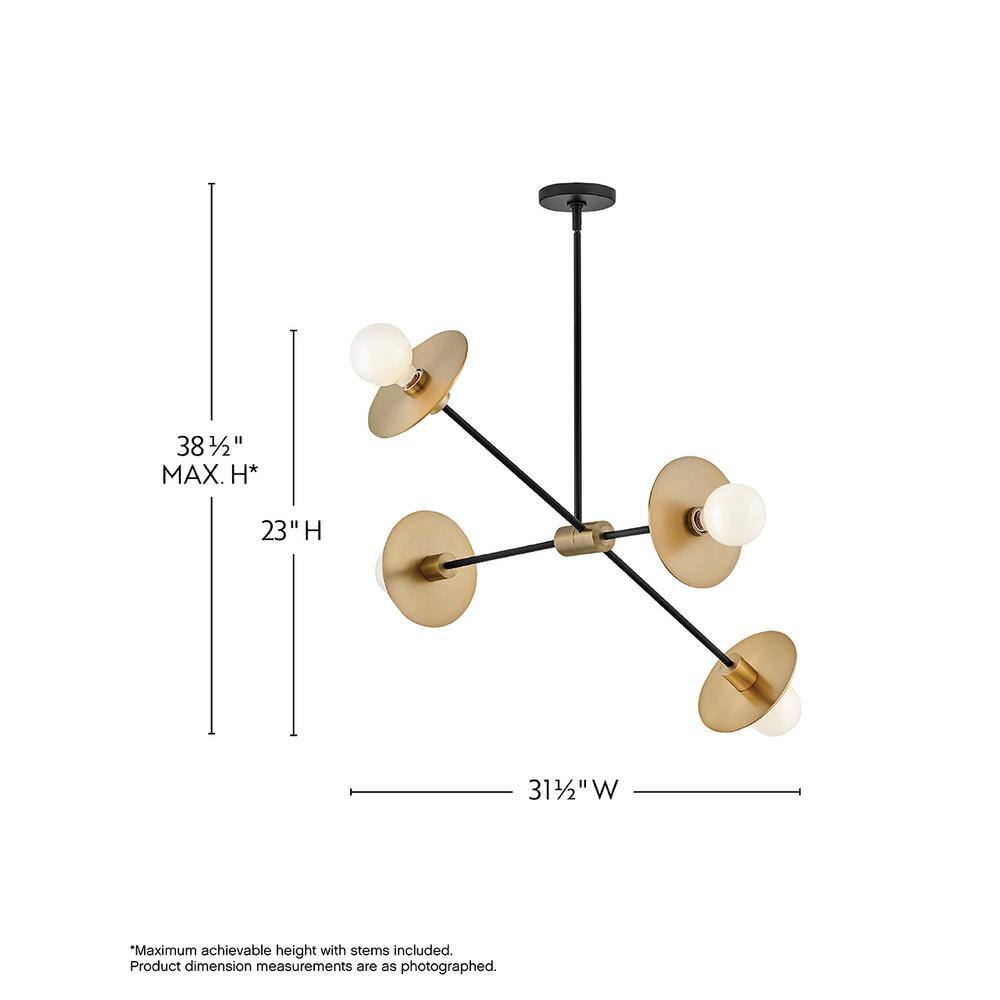 Cupertino Lacquered Brass 4-Light Steel Sputnik Chandelier