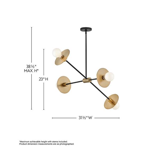 LARK - Lulu 4-Light Lacquered Brass Sputnik Chandelier