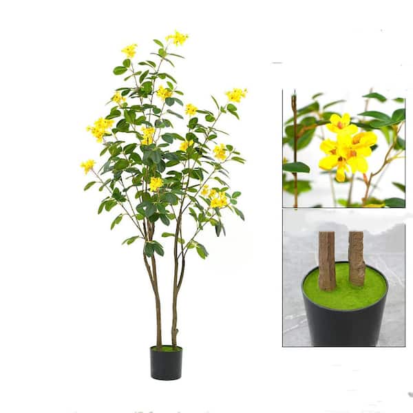 4.9 ft. Artificial Assorted Flowers Tree in Pot, Artificial Blooming Trees Decor