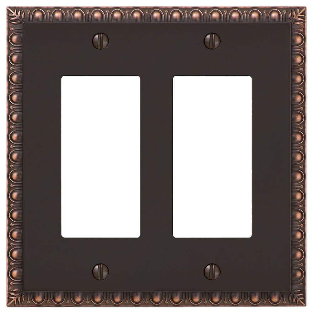 Aged Bronze Double Rocker Cast Metal Wall Plate