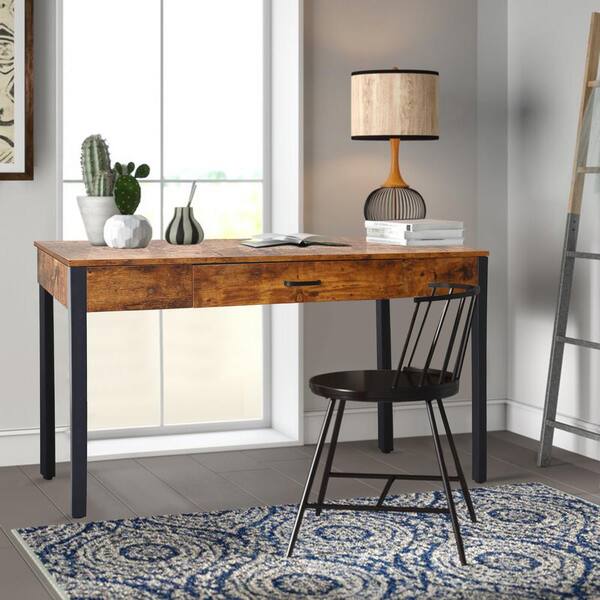 wood metal writing desk