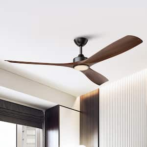 60 in. Indoor Color Changing Integrated LED Matte Black Ceiling Fan with Light and Remote Control