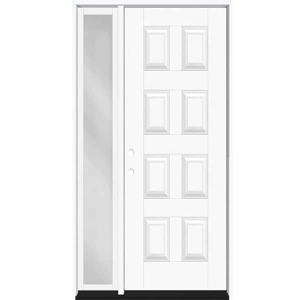 Regency 55 in. x 96 in. 8-Panel RHIS Unfinished Mahogany Fiberglass Prehung Front Door w/16in. SL w/ 4-9/16 Jamb