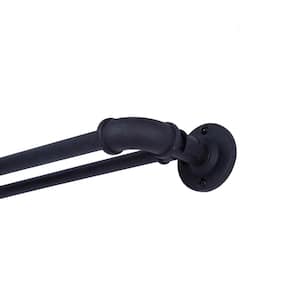 Bronn Industrial Blackout 66 in. - 120 in. Adjustable Double Wrap Around Curtain Rod 3/4 in. Diameter in Matte Black