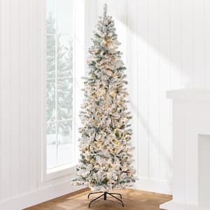 6 ft. Pre-Lit Incandescent Flocked Artificial Christmas Tree with 250 Warm White Lights