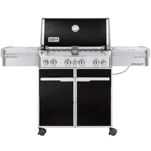 Summit E-470 4-Burner Liquid Propane Gas Grill in Black with Built-In Thermometer and Rotisserie