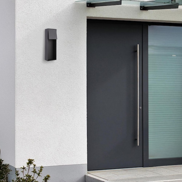 Nook 15.88 in. Black Finish Indoor/Outdoor Hardwire Wall Lantern Sconce w/ Integrated LED