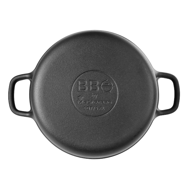 MasterPRO BBQ 3 qt. Round Cast Iron Covered Dutch Oven, Black