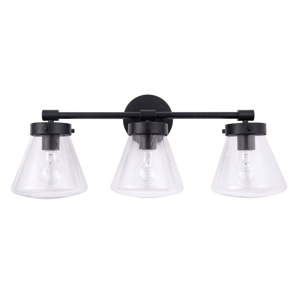 Gleam 30.3 in. 3-Light Matte Black Modern Vanity Light with Clear Glass Shades price history on PriceWatchPro