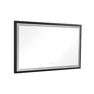 60 in. W x 36 in. H Large Rectangular Aluminium Framed LED Wall Bathroom Vanity Mirror in Black