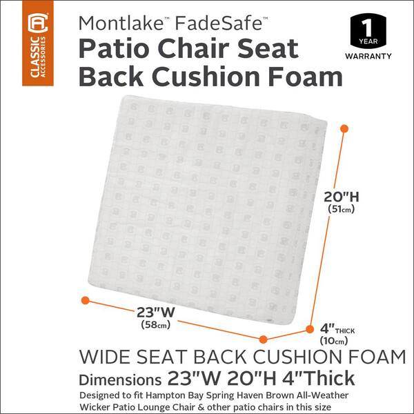 Classic Accessories 23 in. W x 23 in. D x 5 in. Thick Outdoor Lounge Chair Foam  Cushion Insert 61-019-010919-RT - The Home Depot
