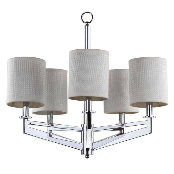 Safavieh Axis 5-Light Chrome Chandelier with Off-White Shade