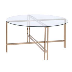 MEYER&CROSS Sivil 36 in. Gold and Faux Marble Circle Coffee Table ...