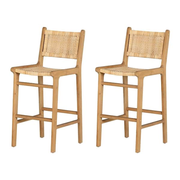 Balka 29 in. Wood Rattan Low Back set of 2