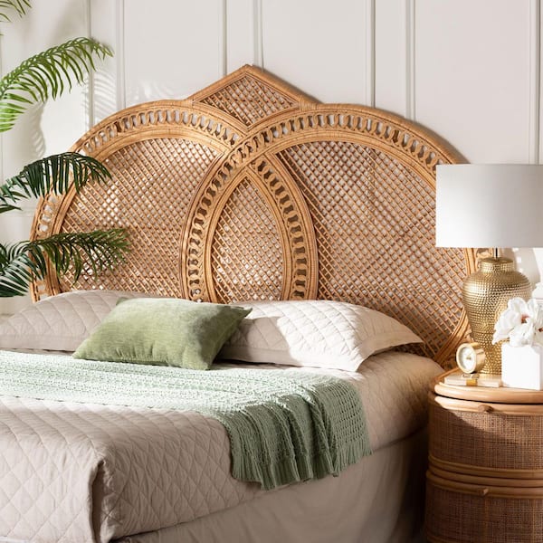 Nerita Light Honey Brown Rattan Queen Standalone Headboard