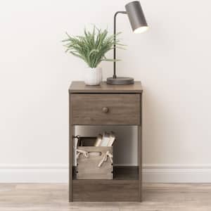 Astrid Drifted Gray Finish 1-Drawer Tall Nightstand (24.5 in H. x 16 in W. x 16 in D.)