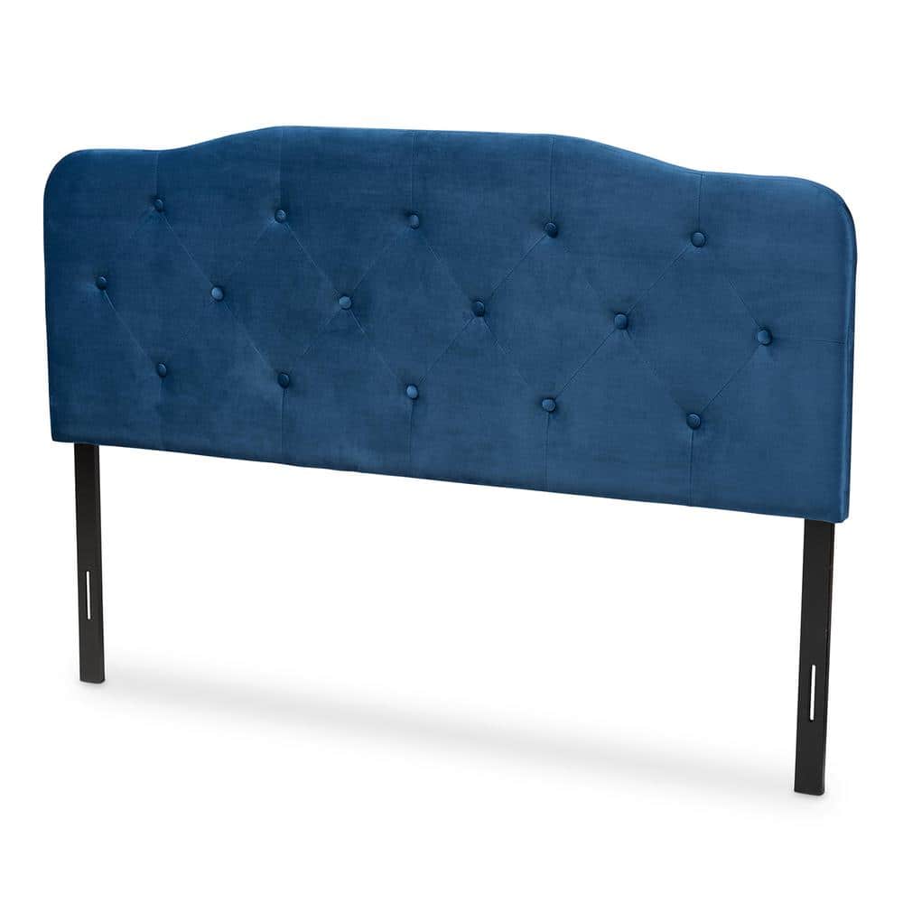 Navy Blue Velvet Tufted King Upholstered Headboard