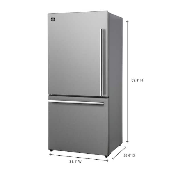 Forno Milano 31 in. Stainless Steel Bottom Freezer Refrigerator